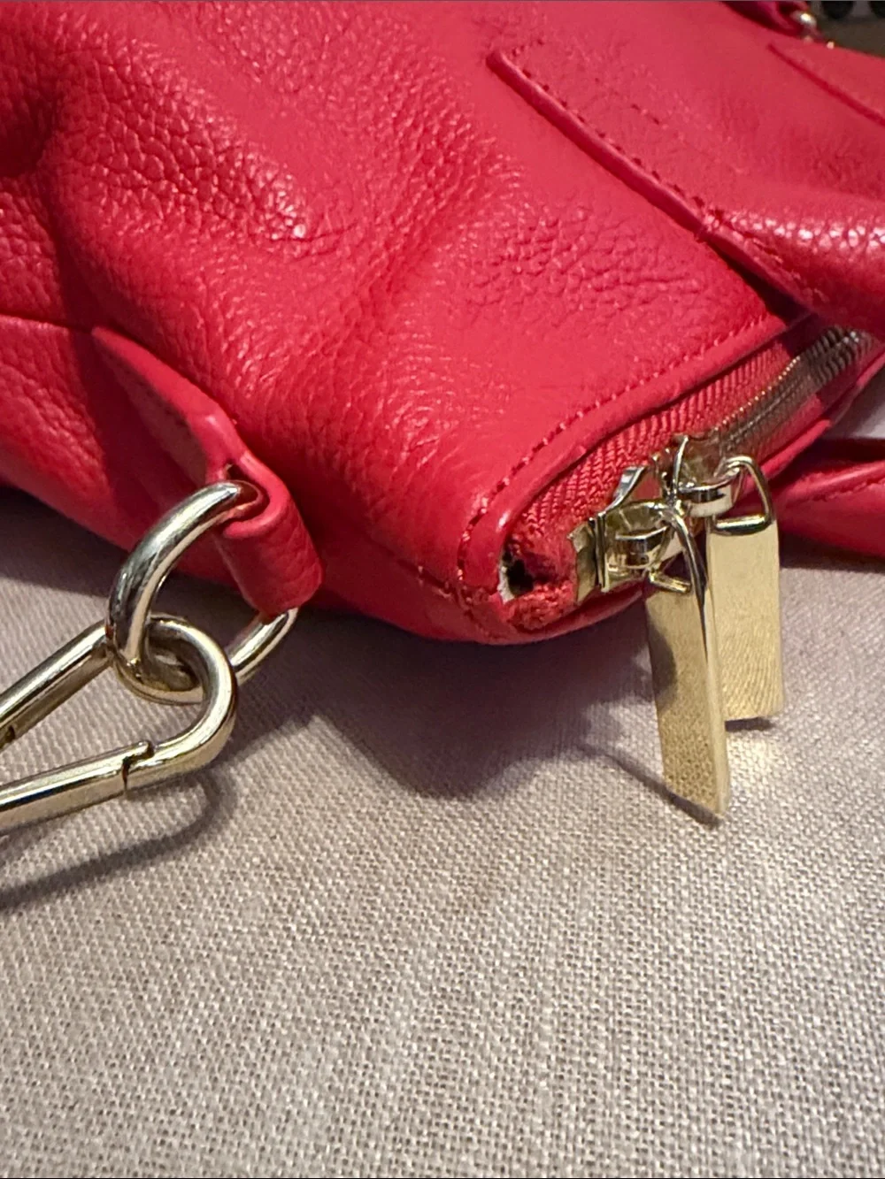 Barneys New York “Monica” Vibrant Red Pebbled Leather Mini Tote/Satchel